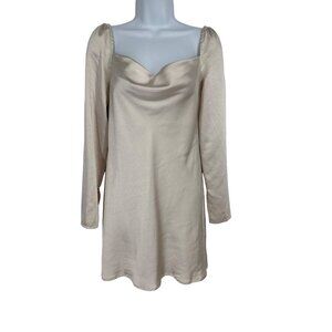 Princess Polly Women's Satin Texture Cowl Neck Champagne Colored Dress Size 6